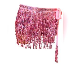 Pink Sequin Fringe Swim Coverup